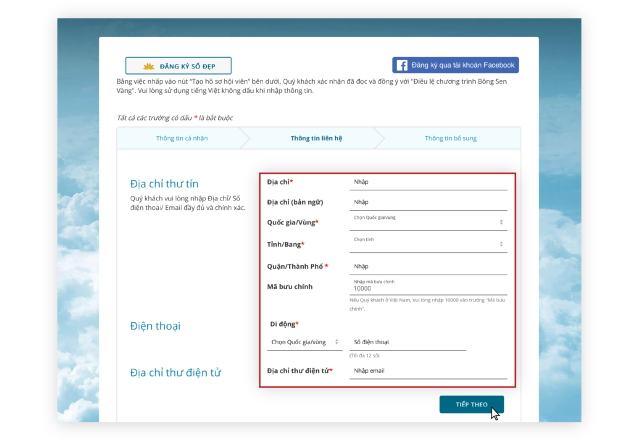 Hướng dẫn đăng ký hội viên trên web 03.